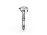 White gold Heart Cut Halo Diamond Pave Band Ring with Four-Prong Setting_83
