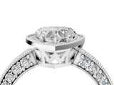 White gold Heart Cut Halo Diamond Pave Band Ring with Four-Prong Setting_85