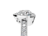 White gold Heart Cut Halo Diamond Pave Band Ring with Four-Prong Setting_86