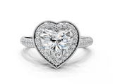 White gold Heart Cut Halo Diamond Pave Band with Four-Prong Setting_60