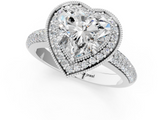 White gold Heart Cut Halo Diamond Pave Band with Four-Prong Setting_61