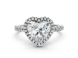 White gold Heart Cut Halo Diamond Pave Band with Prong Setting_12