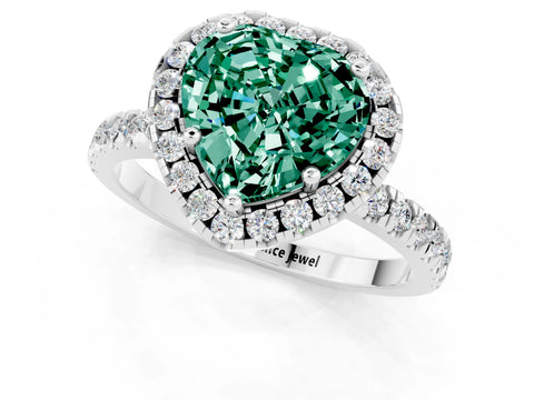 White gold Heart Cut Halo Diamond Pave Band with Prong Setting_1
