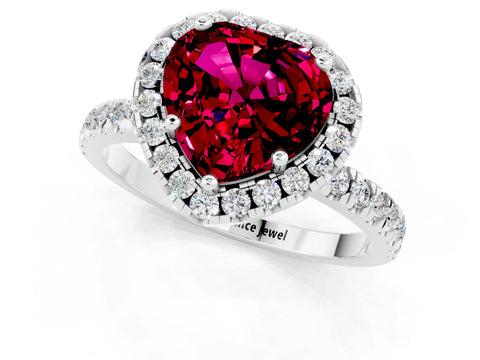 White gold Heart Cut Halo Diamond Pave Band with Prong Setting_1
