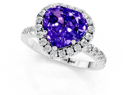 White gold Heart Cut Halo Diamond Pave Band with Prong Setting_1