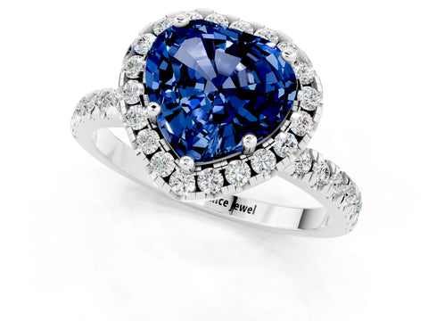 White gold Heart Cut Halo Diamond Pave Band with Prong Setting_1