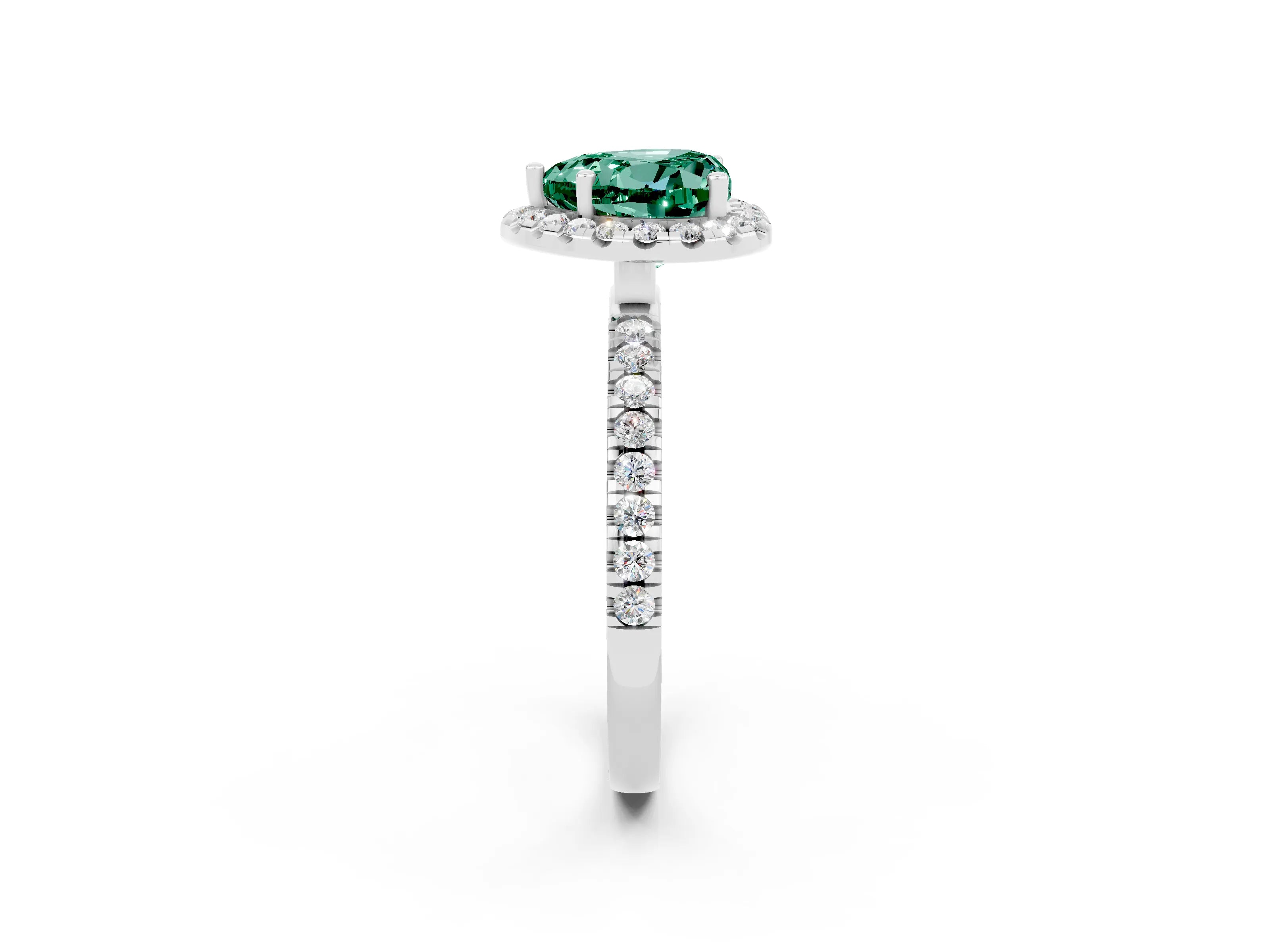 White gold Heart Cut Halo Diamond Pave Band with Prong Setting_2