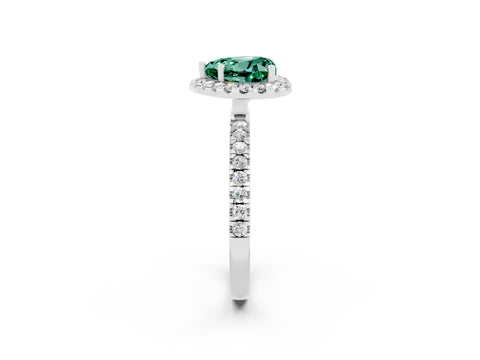 White gold Heart Cut Halo Diamond Pave Band with Prong Setting_2