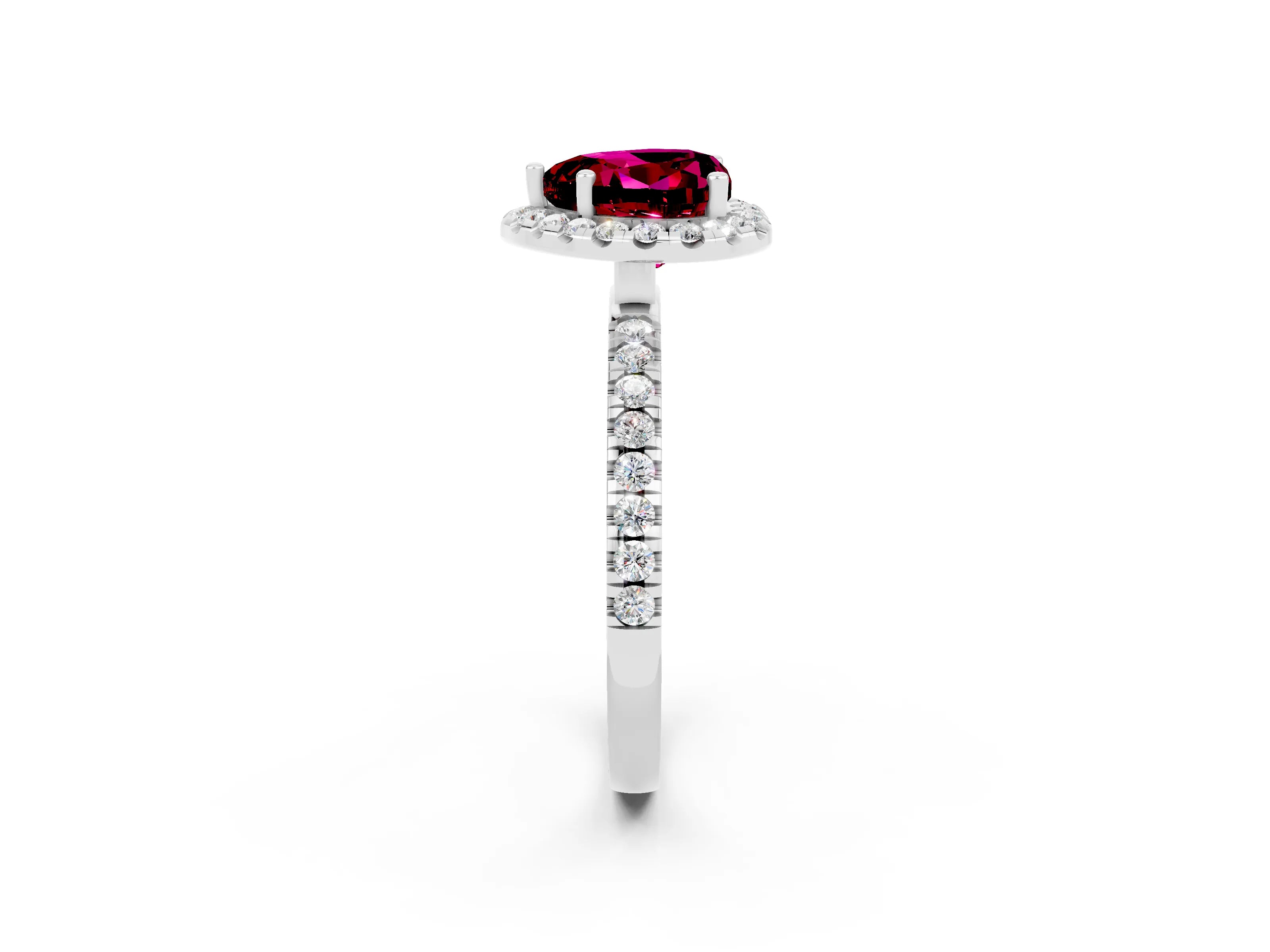 White gold Heart Cut Halo Diamond Pave Band with Prong Setting_2