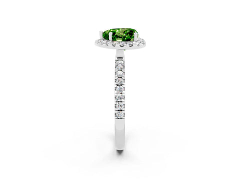 White gold Heart Cut Halo Diamond Pave Band with Prong Setting_2