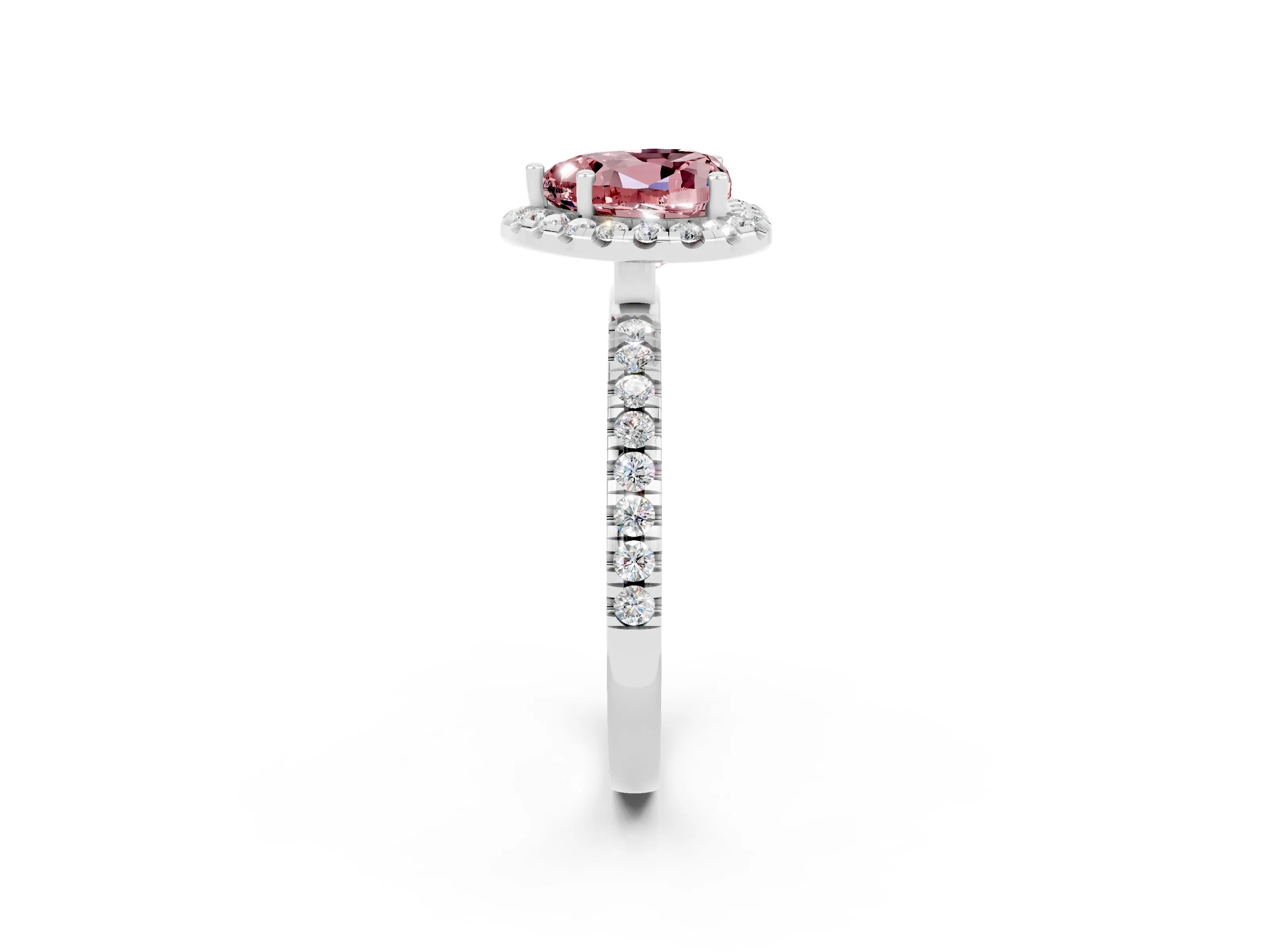 White gold Heart Cut Halo Diamond Pave Band with Prong Setting_2