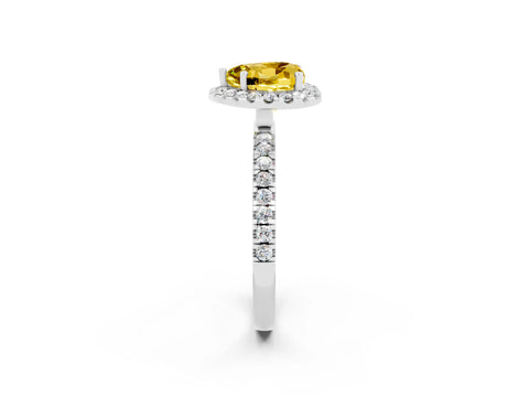 White gold Heart Cut Halo Diamond Pave Band with Prong Setting_2