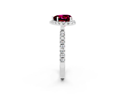 White gold Heart Cut Halo Diamond Pave Band with Prong Setting_2