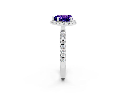 White gold Heart Cut Halo Diamond Pave Band with Prong Setting_2