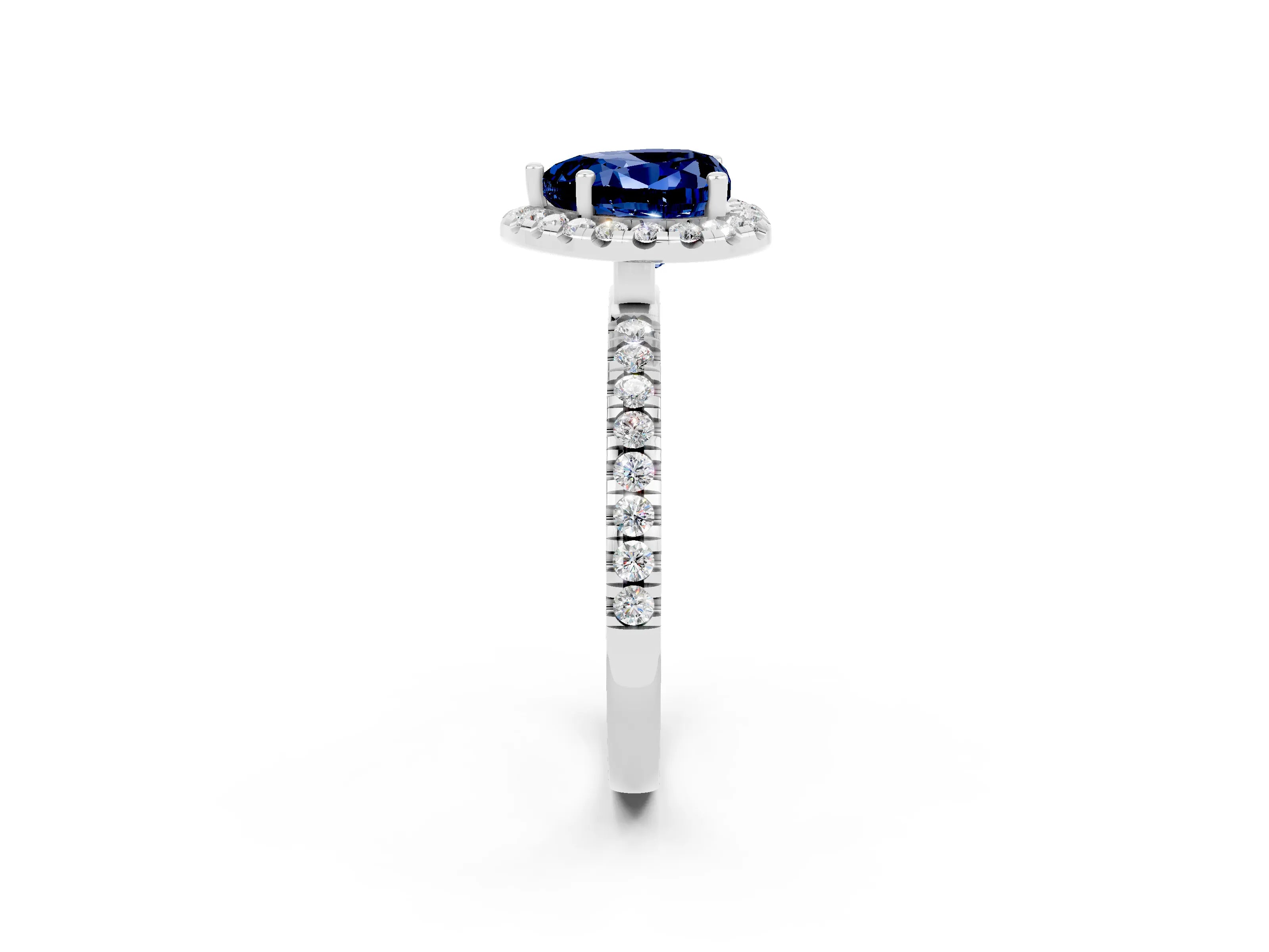 White gold Heart Cut Halo Diamond Pave Band with Prong Setting_2
