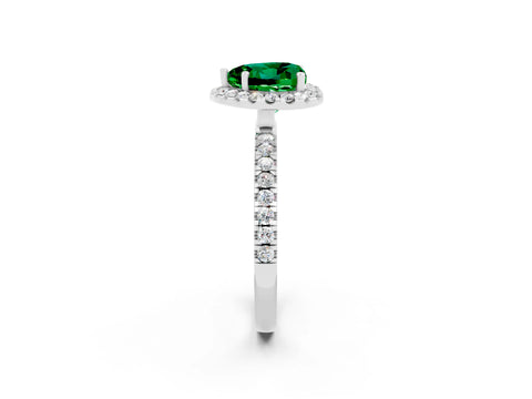 White gold Heart Cut Halo Diamond Pave Band with Prong Setting_2