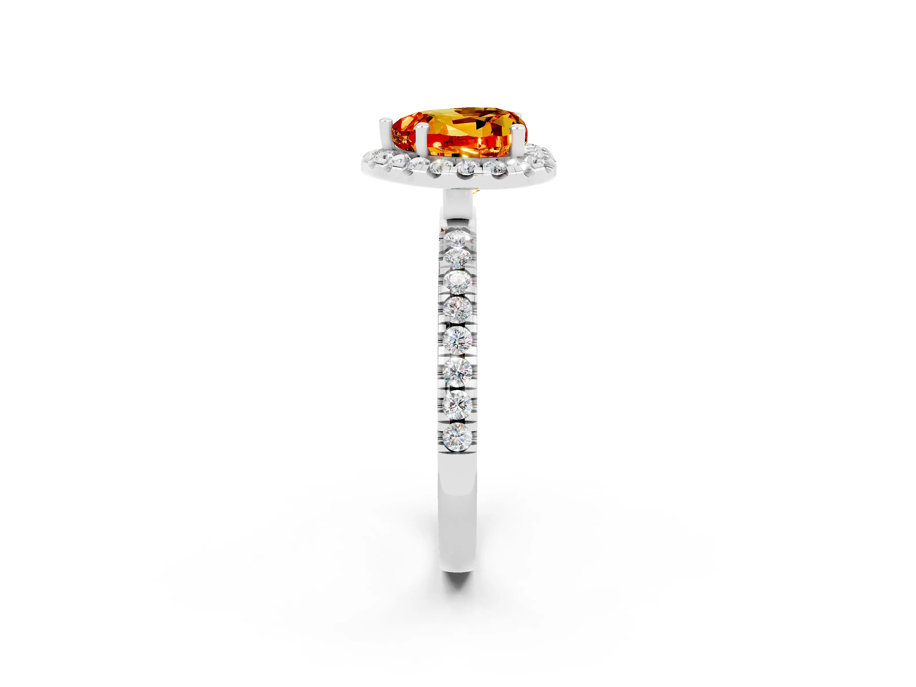 White gold Heart Cut Halo Diamond Pave Band with Prong Setting_2