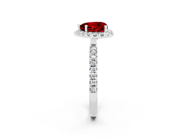 White gold Heart Cut Halo Diamond Pave Band with Prong Setting