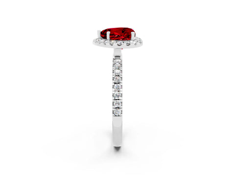 White gold Heart Cut Halo Diamond Pave Band with Prong Setting_2