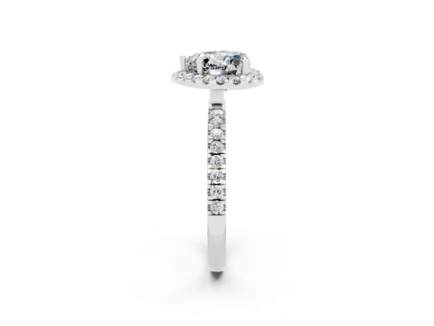 White gold Heart Cut Halo Diamond Pave Band with Prong Setting_2