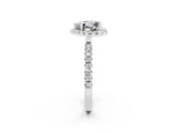 White gold Heart Cut Halo Diamond Pave Band with Prong Setting_2