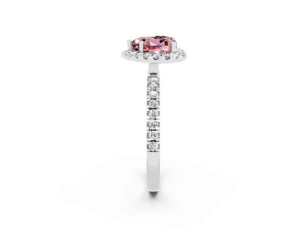 White gold Heart Cut Halo Diamond Pave Band with Prong Setting