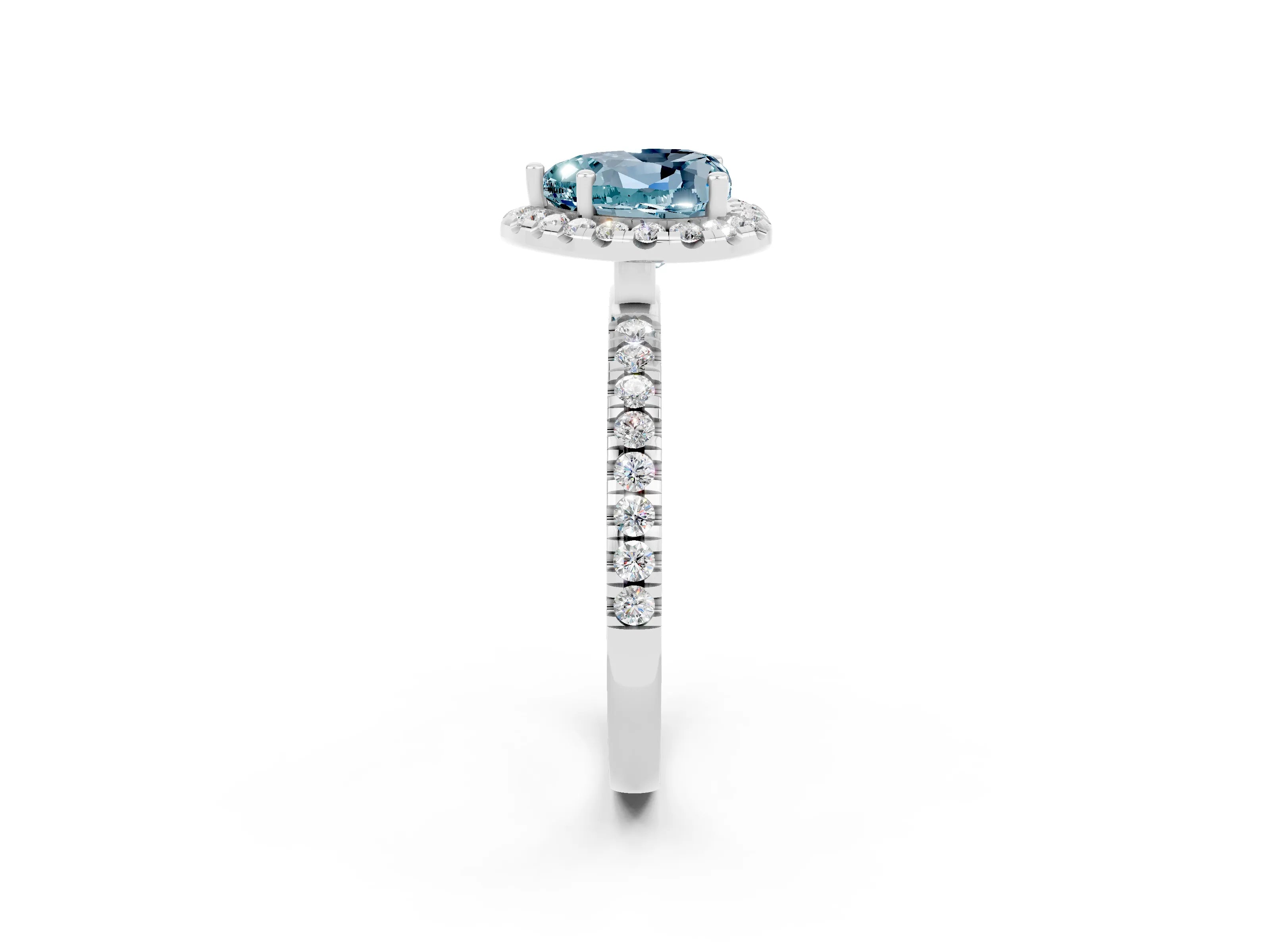 White gold Heart Cut Halo Diamond Pave Band with Prong Setting_2