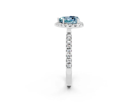 White gold Heart Cut Halo Diamond Pave Band with Prong Setting_2