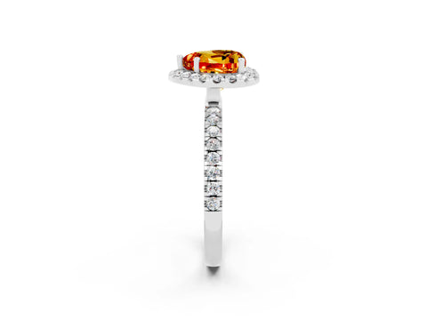 White gold Heart Cut Halo Diamond Pave Band with Prong Setting_2