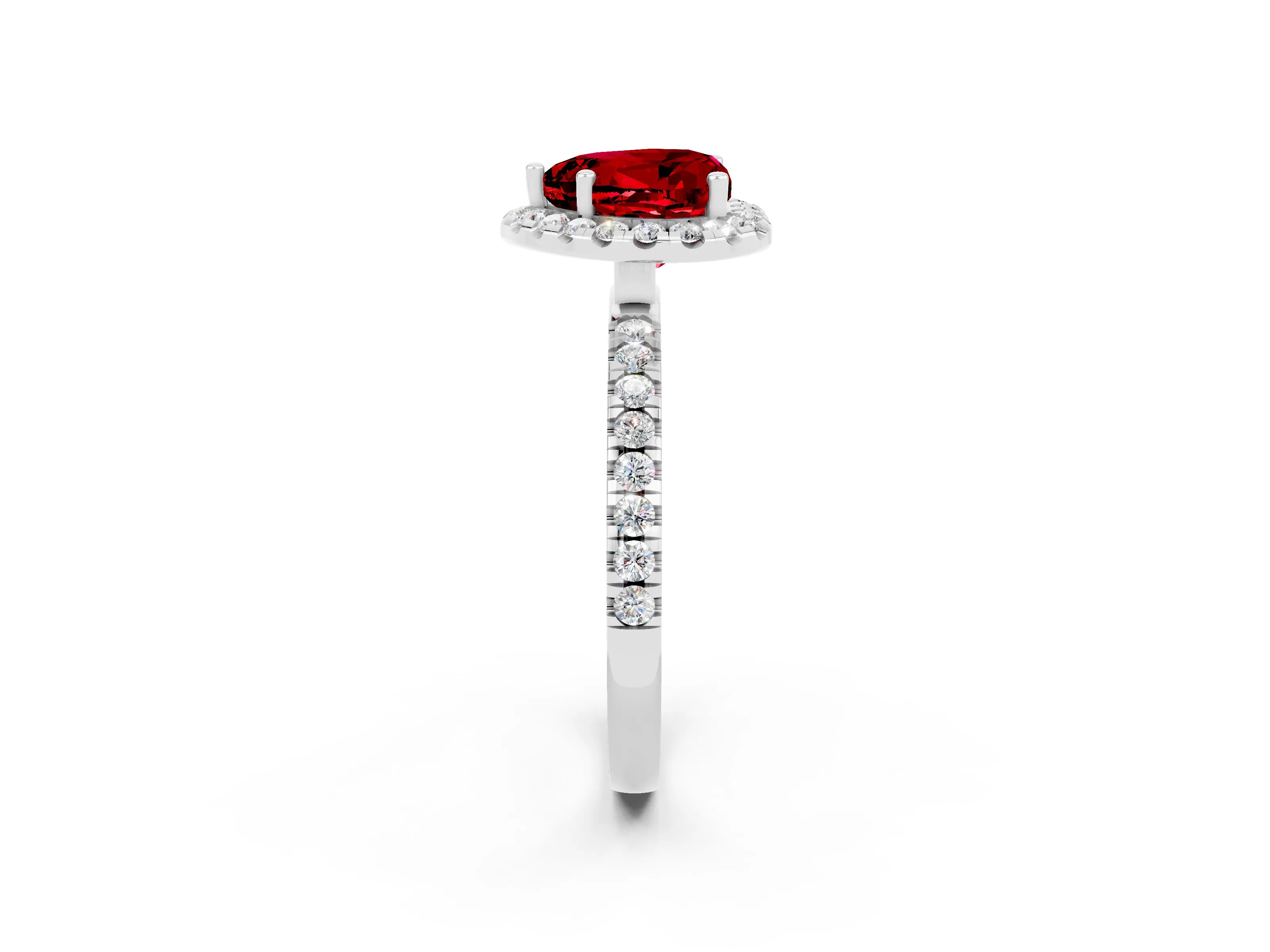 White gold Heart Cut Halo Diamond Pave Band with Prong Setting_2