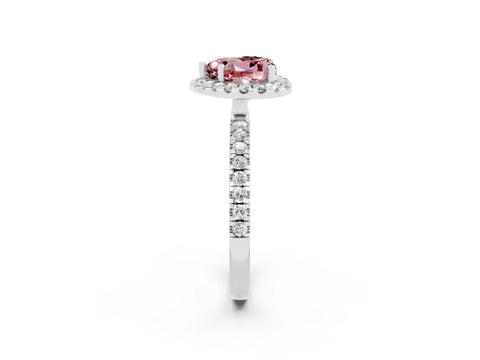 White gold Heart Cut Halo Diamond Pave Band with Prong Setting_2