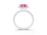 White gold Heart Cut Halo Diamond Pave Band with Prong Setting_3