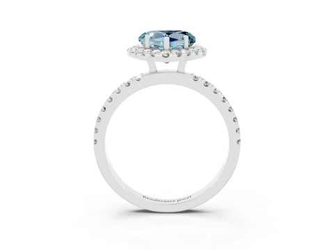 White gold Heart Cut Halo Diamond Pave Band with Prong Setting_3
