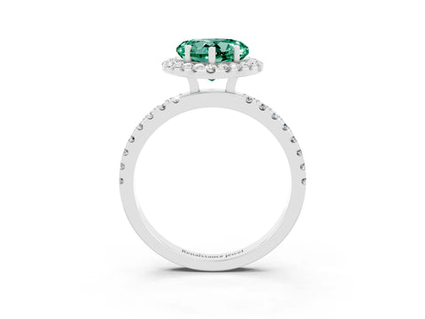 White gold Heart Cut Halo Diamond Pave Band with Prong Setting_3