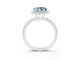 White gold Heart Cut Halo Diamond Pave Band with Prong Setting_3
