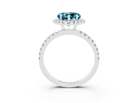 White gold Heart Cut Halo Diamond Pave Band with Prong Setting_3