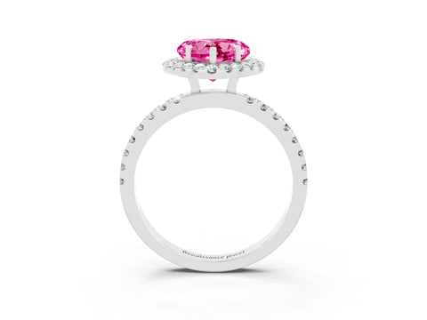 White gold Heart Cut Halo Diamond Pave Band with Prong Setting_3