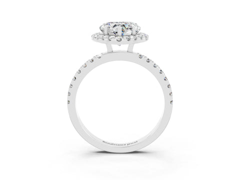 White gold Heart Cut Halo Diamond Pave Band with Prong Setting_3