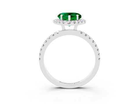 White gold Heart Cut Halo Diamond Pave Band with Prong Setting_3