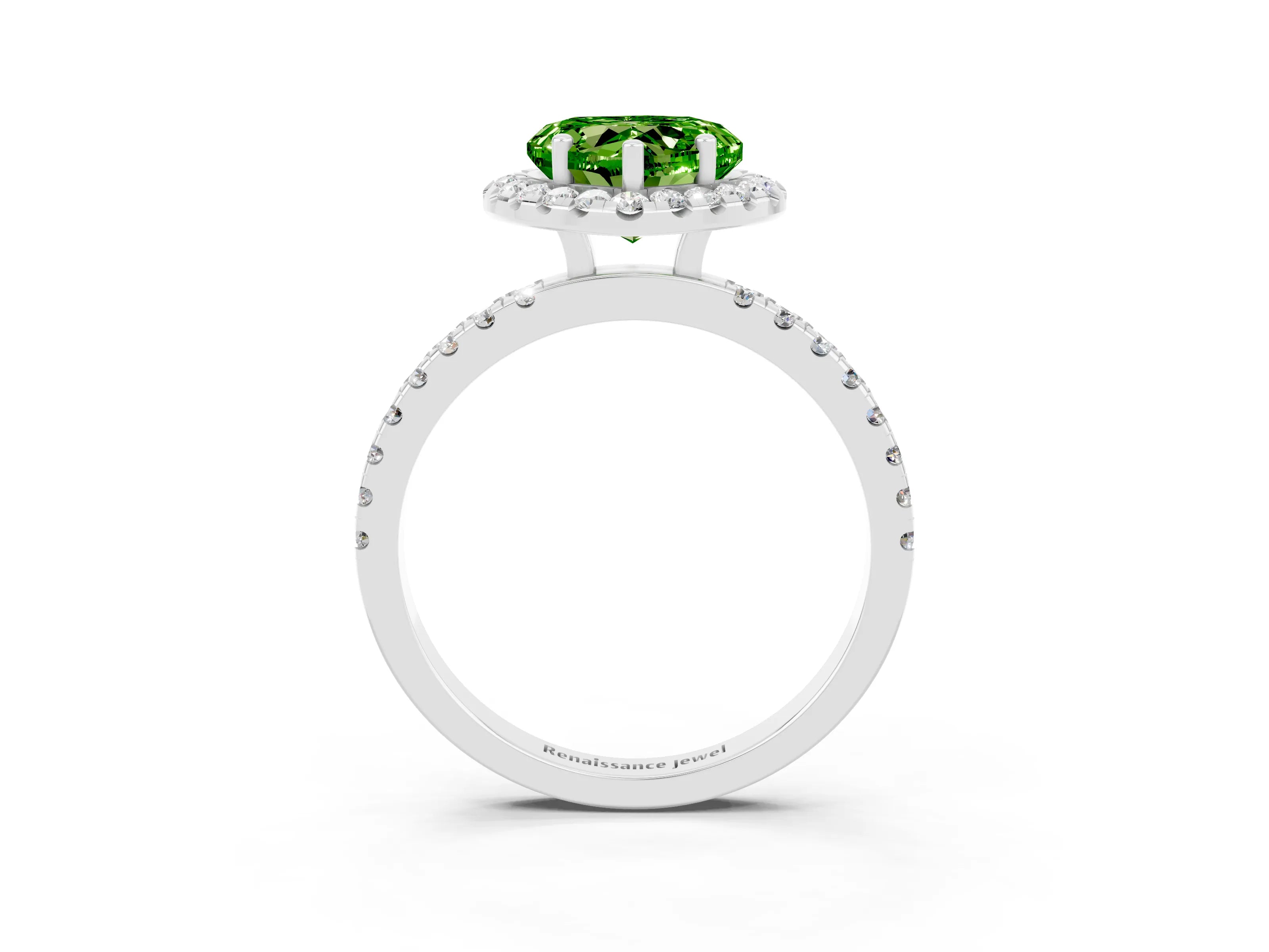 White gold Heart Cut Halo Diamond Pave Band with Prong Setting_3