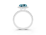 White gold Heart Cut Halo Diamond Pave Band with Prong Setting_3