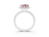 White gold Heart Cut Halo Diamond Pave Band with Prong Setting_3
