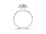 White gold Heart Cut Halo Diamond Pave Band with Prong Setting_3