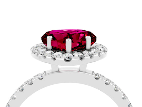 White gold Heart Cut Halo Diamond Pave Band with Prong Setting_4