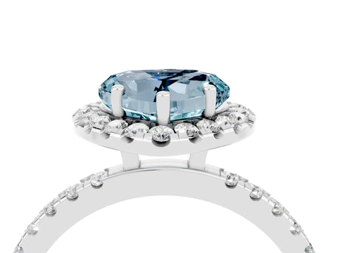 White gold Heart Cut Halo Diamond Pave Band with Prong Setting_4