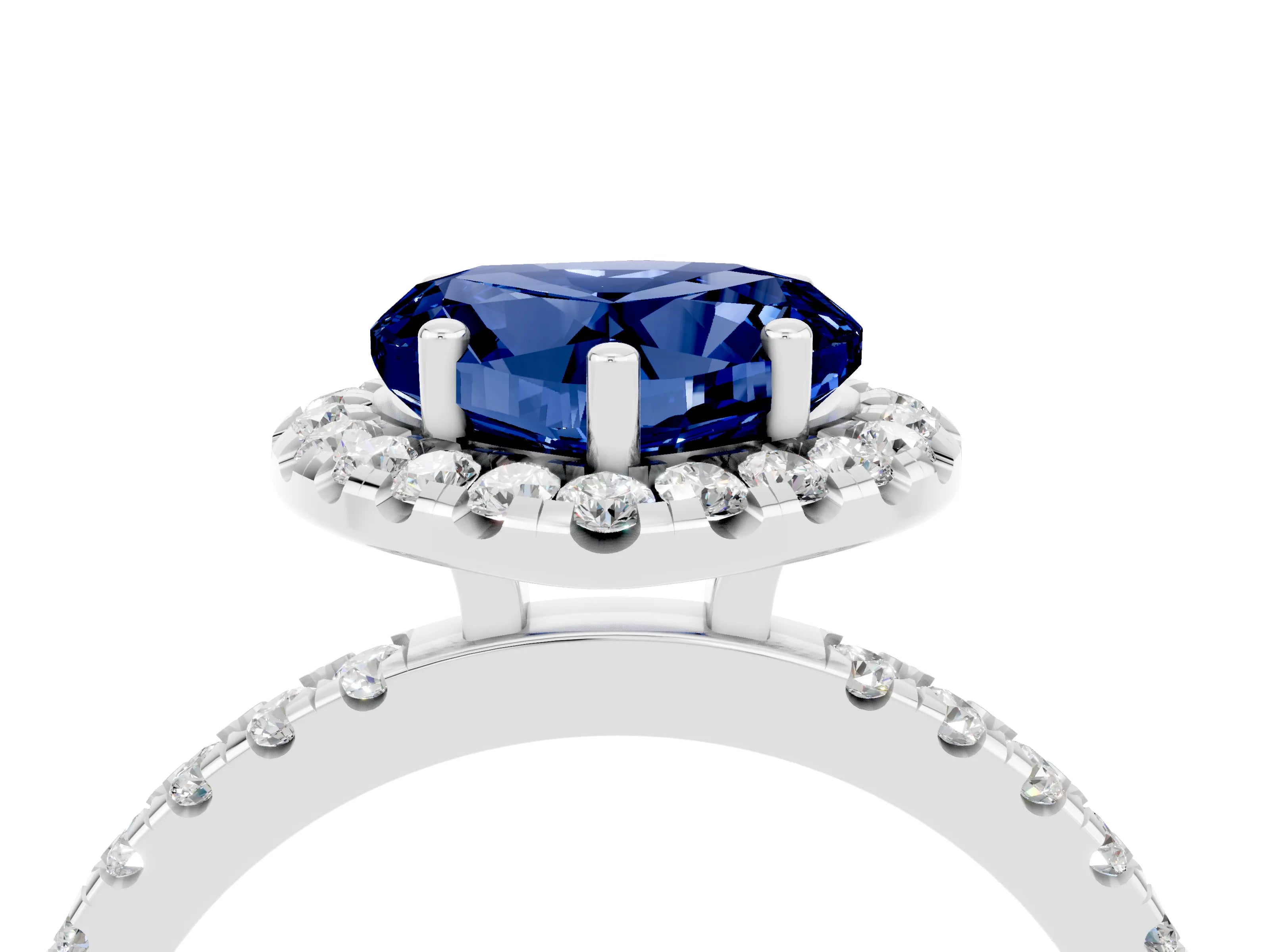 White gold Heart Cut Halo Diamond Pave Band with Prong Setting_4