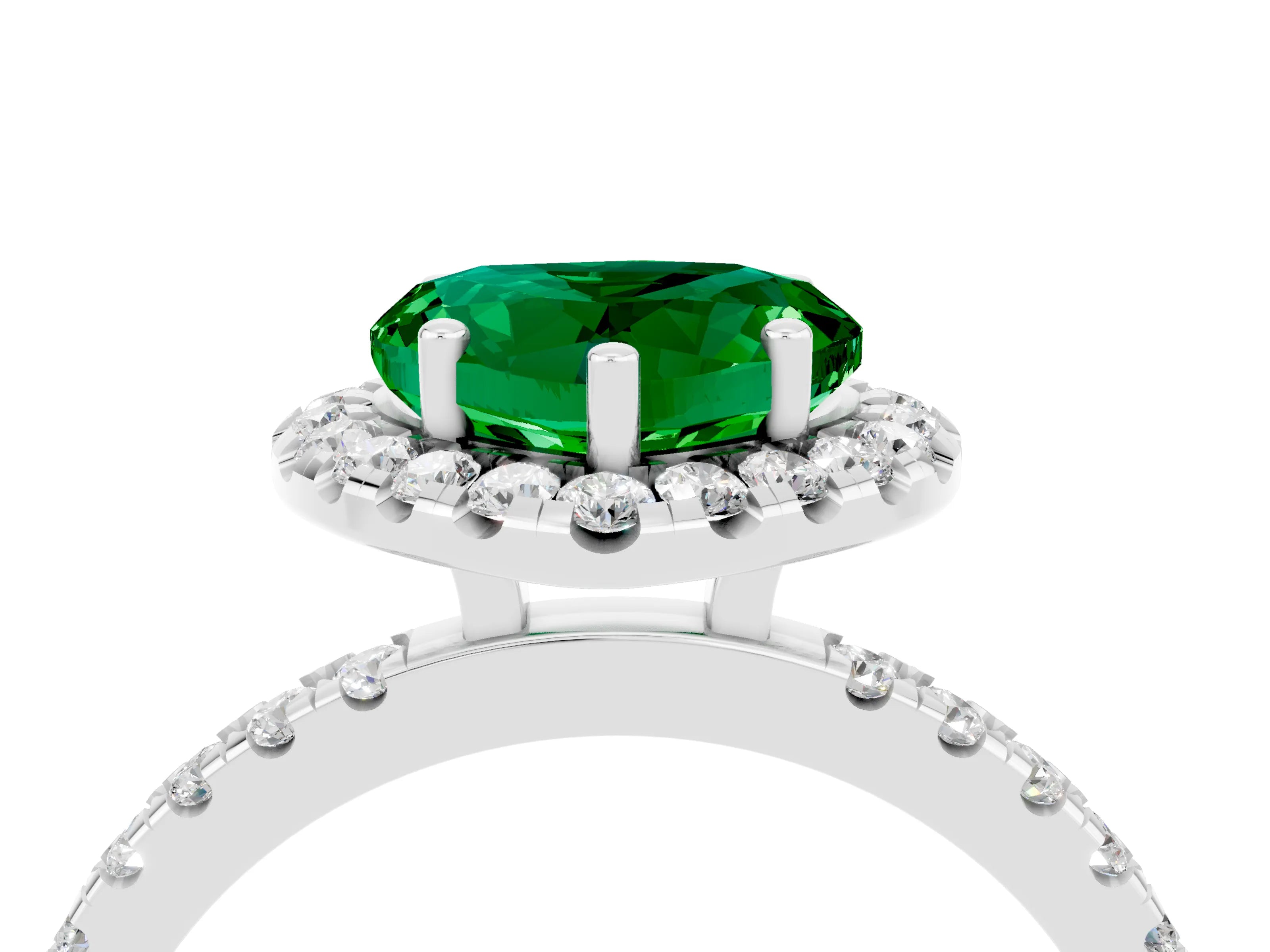 White gold Heart Cut Halo Diamond Pave Band with Prong Setting_4