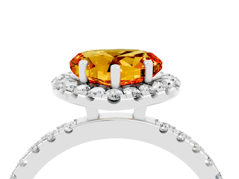 White gold Heart Cut Halo Diamond Pave Band with Prong Setting_4