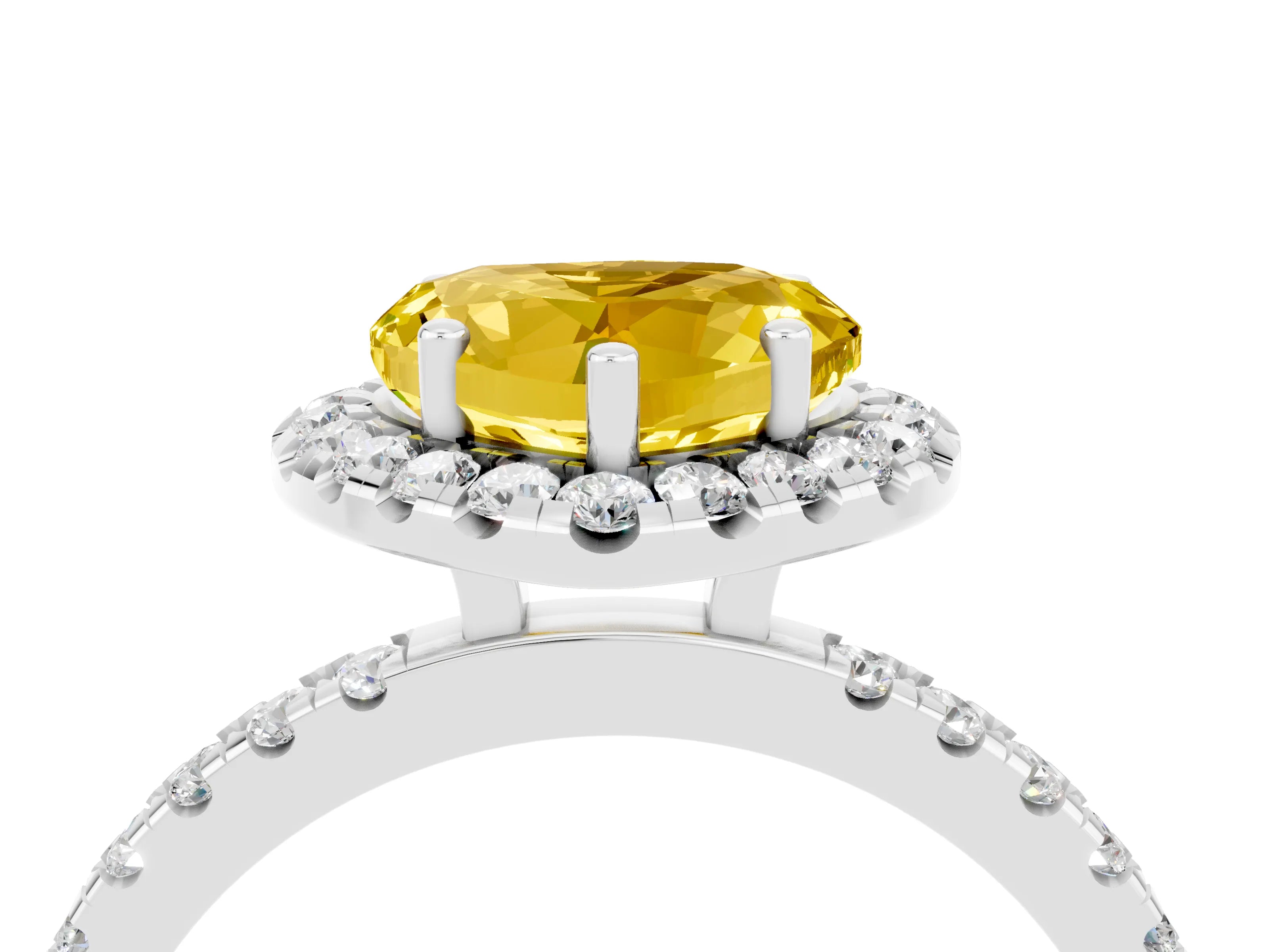 White gold Heart Cut Halo Diamond Pave Band with Prong Setting_4