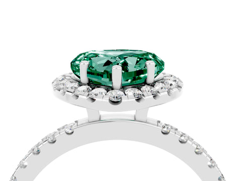 White gold Heart Cut Halo Diamond Pave Band with Prong Setting_4